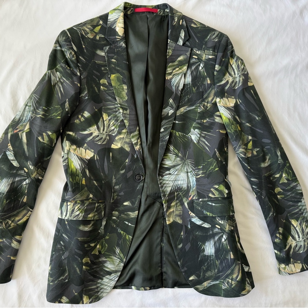 Topman Tropical Leaf Print Blazer